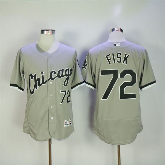 Men Chicago White Sox #72 Fisk Grey Elite MLB Jerseys->cleveland indians->MLB Jersey
